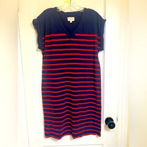 Lou and Grey striped red and navy cotton shift dress from, size small